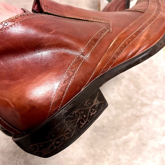 *Jo Ghost | Italian Made Leather Low Ankle Zip Boot in Cognac Size 44EU 11.5US main image 8